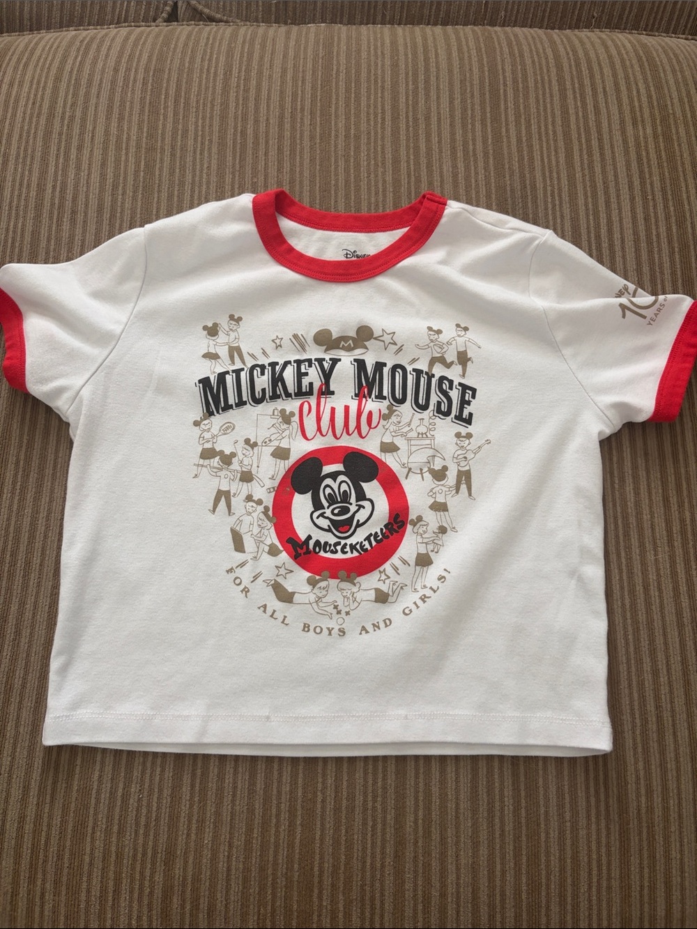 Disney White & Red Mickey Mouse Club Short Sleeve Tee